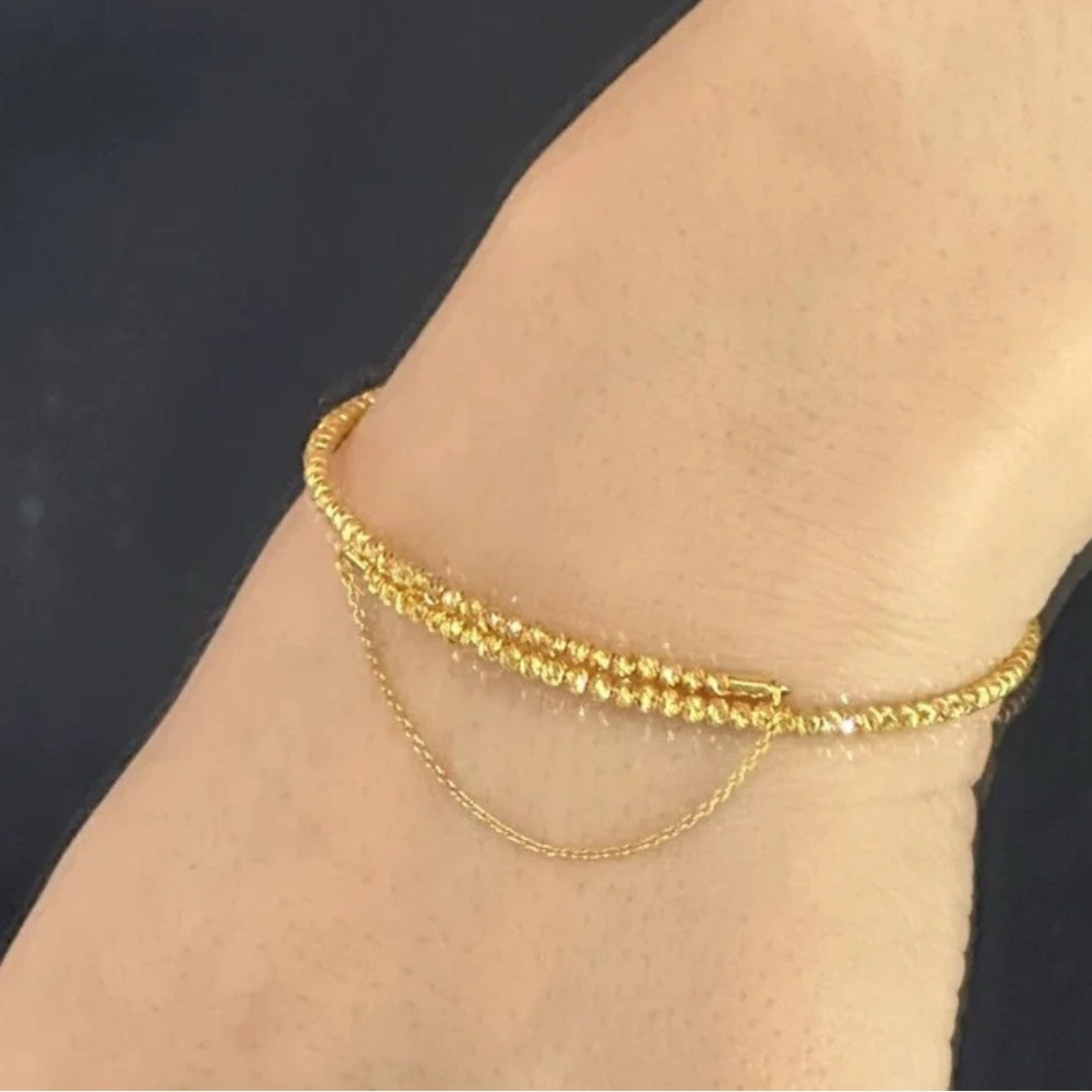 Exquisite Solid 18k Gold Beaded Bangle Everyday E… - image 8